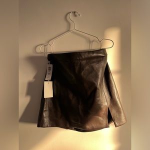 NWT Aritzia Patio Vegan Leather Mini Skirt Rich Mocha Brown